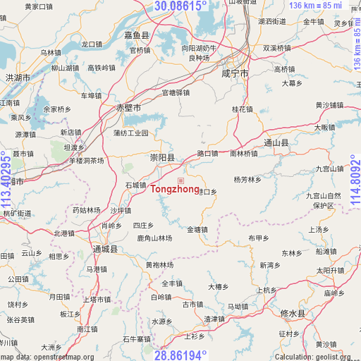 Tongzhong on map