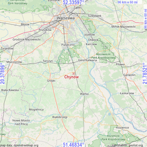 Chynów on map