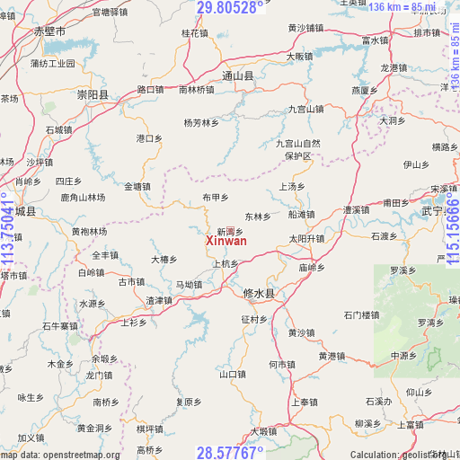 Xinwan on map