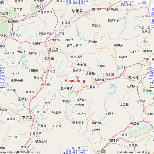 Huanglong on map