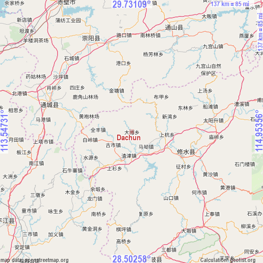 Dachun on map