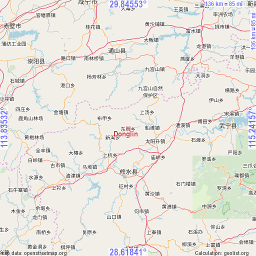 Donglin on map