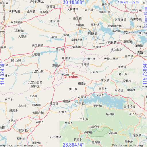 Quankou on map