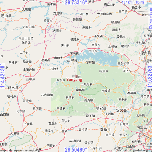 Yanyang on map