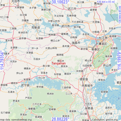 Tangshan on map