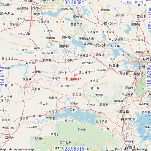 Huayuan on map