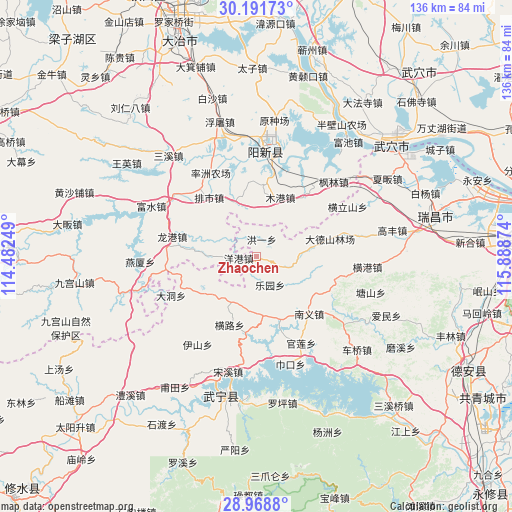 Zhaochen on map