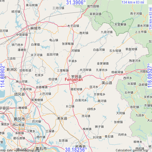 Fengshan on map