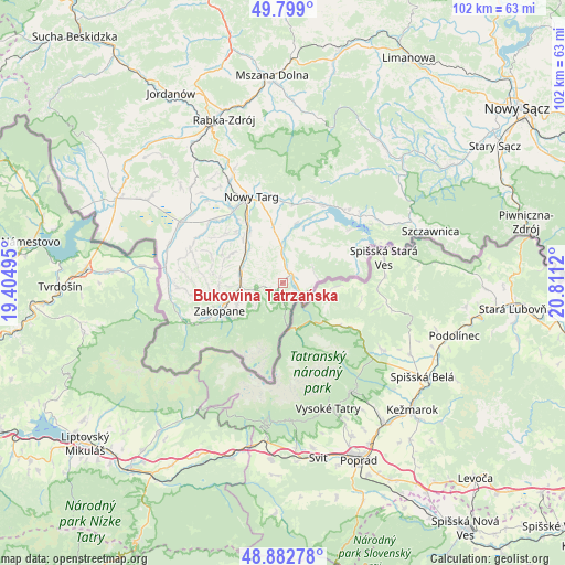 Bukowina Tatrzańska on map