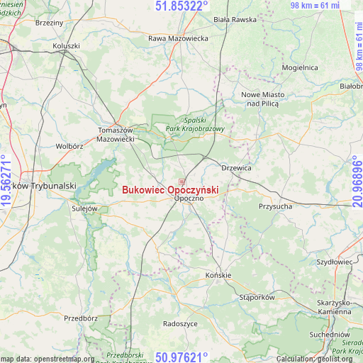 Bukowiec Opoczyński on map