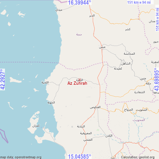 Az Zuhrah on map