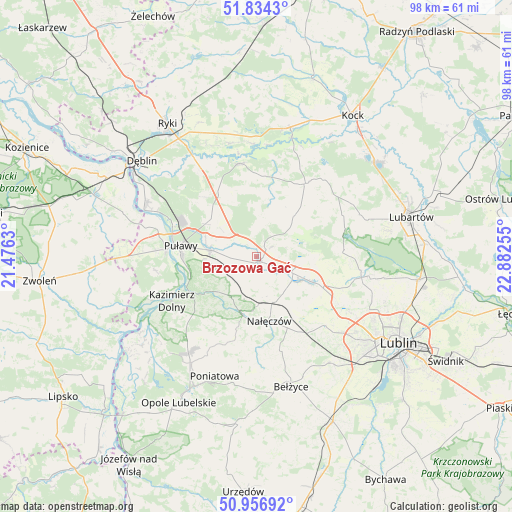 Brzozowa Gać on map