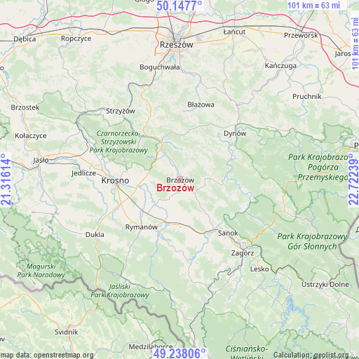 Brzozów on map