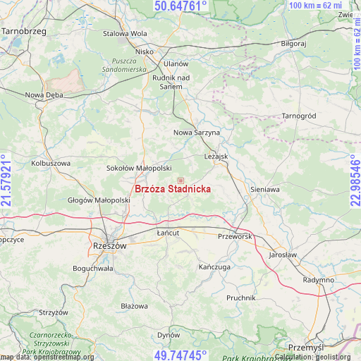 Brzóza Stadnicka on map