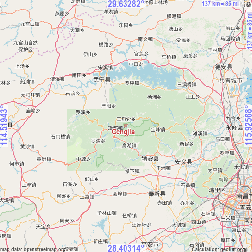 Cengjia on map