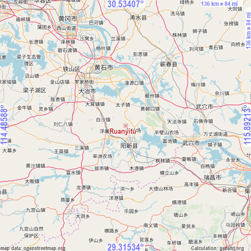 Ruanyitu on map