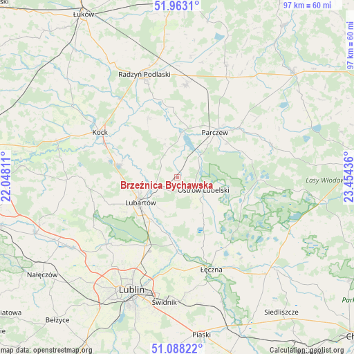 Brzeźnica Bychawska on map