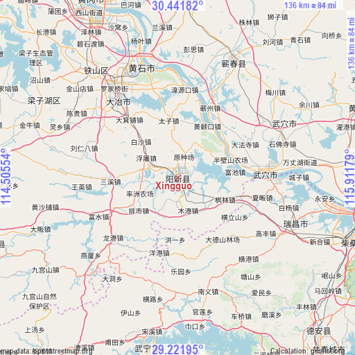 Xingguo on map