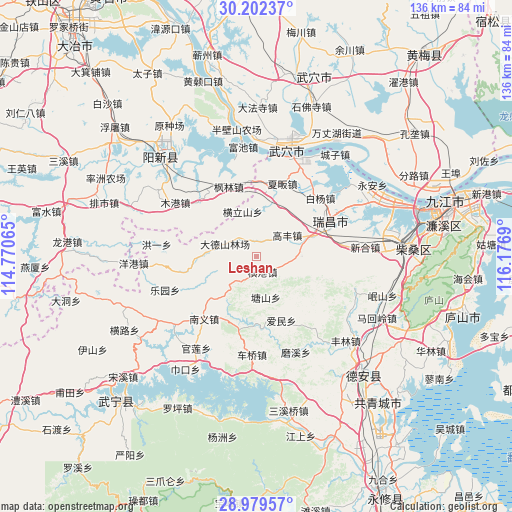 Leshan on map