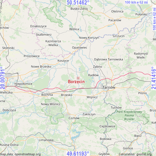Borzęcin on map