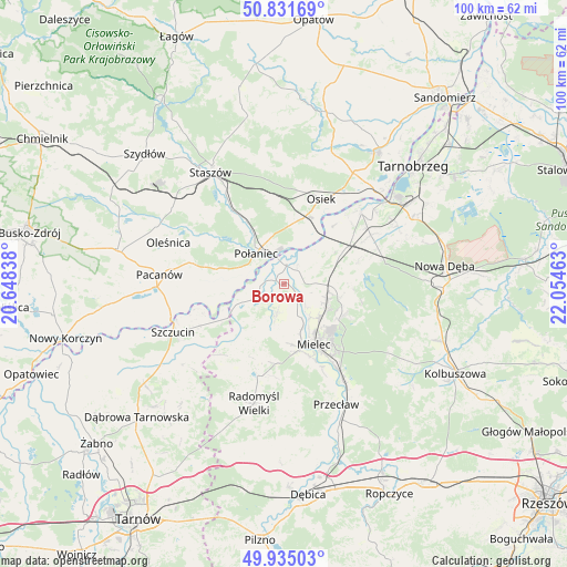 Borowa on map