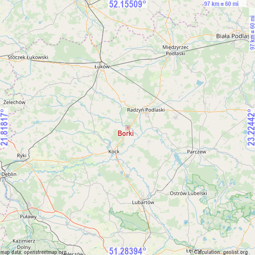 Borki on map