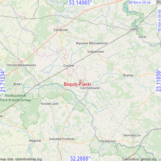 Boguty-Pianki on map