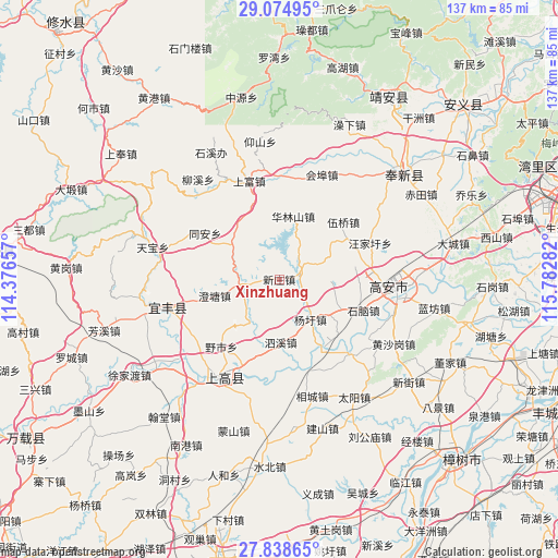 Xinzhuang on map