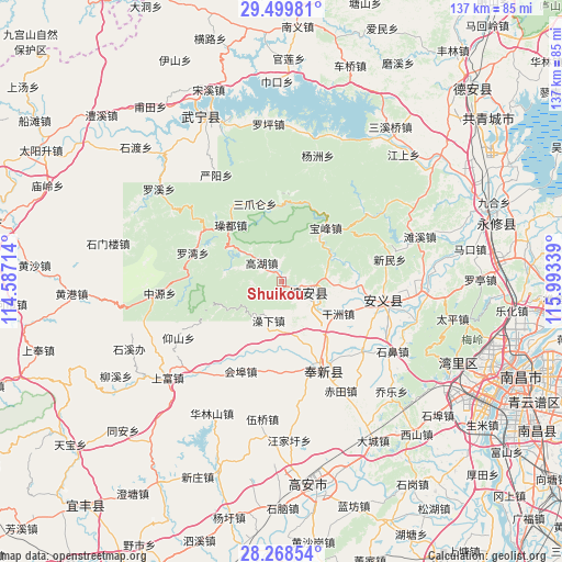 Shuikou on map