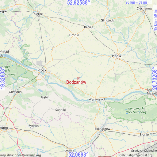 Bodzanów on map