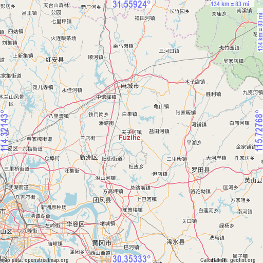 Fuzihe on map