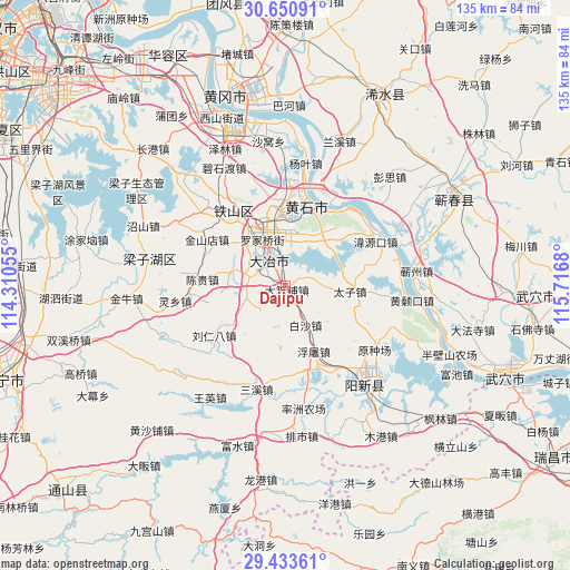 Dajipu on map