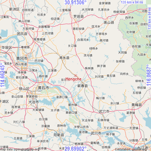 Hengche on map