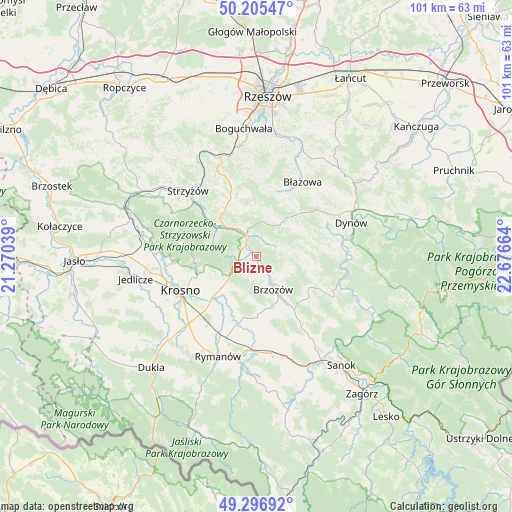 Blizne on map