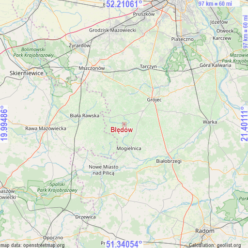 Błędów on map