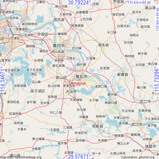Dengyue on map