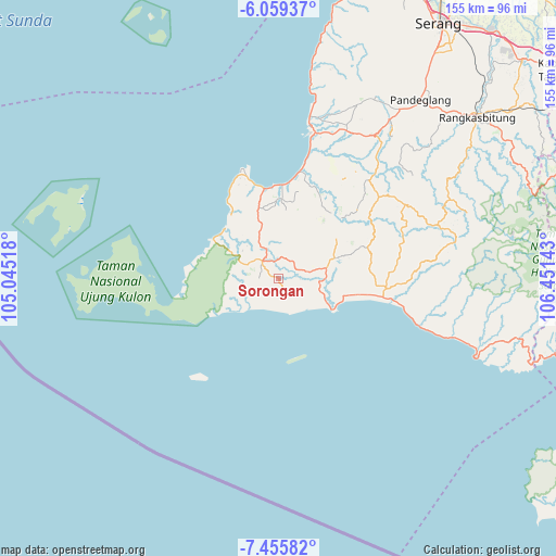 Sorongan on map