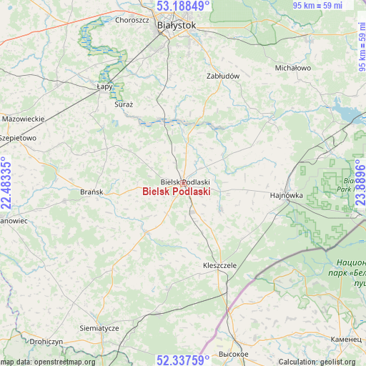 Bielsk Podlaski on map