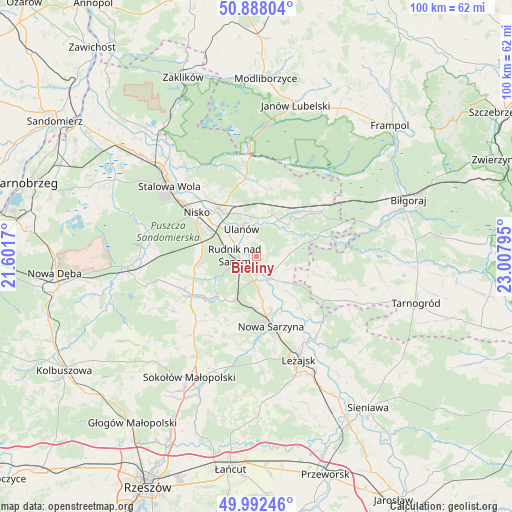 Bieliny on map