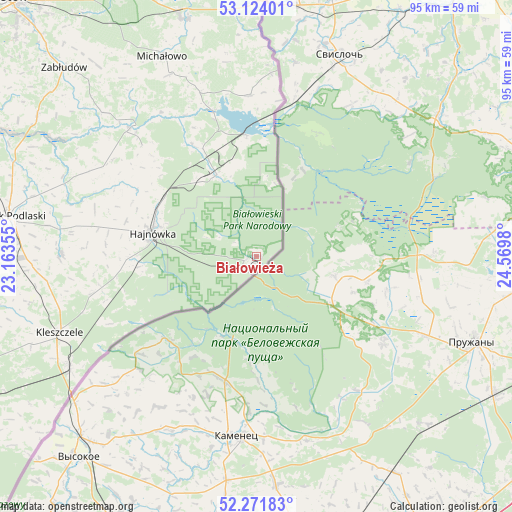 Białowieża on map