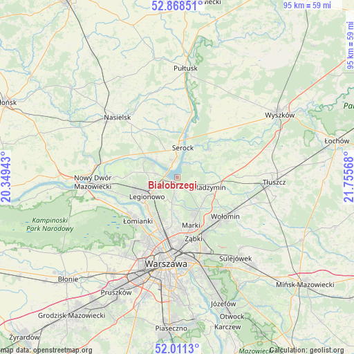 Białobrzegi on map