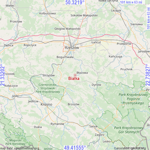 Białka on map