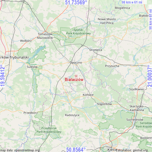 Białaczów on map