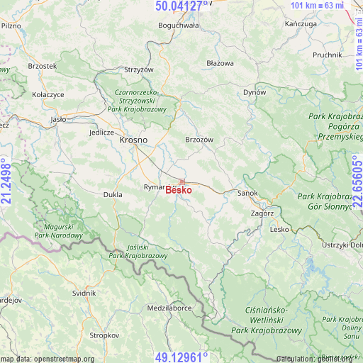 Besko on map