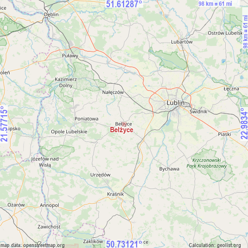 Bełżyce on map