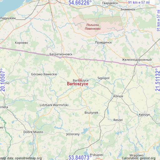 Bartoszyce on map