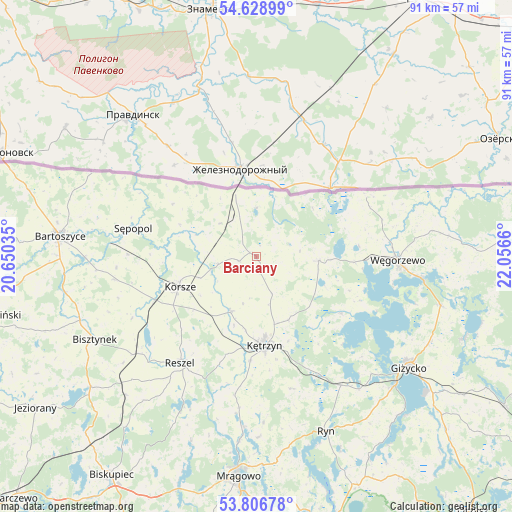 Barciany on map