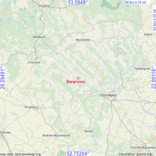 Baranowo on map