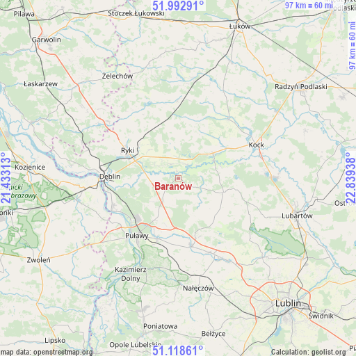 Baranów on map