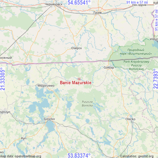 Banie Mazurskie on map